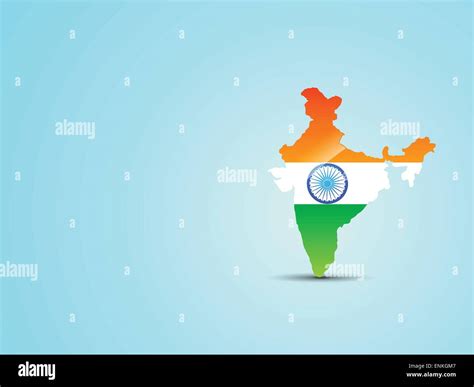 Vector India Map With Indian Flag Inside And Placed On Light Blue