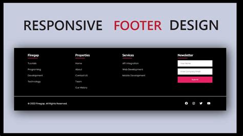 Simple Responsive Footer Design Using Html And Css Youtube