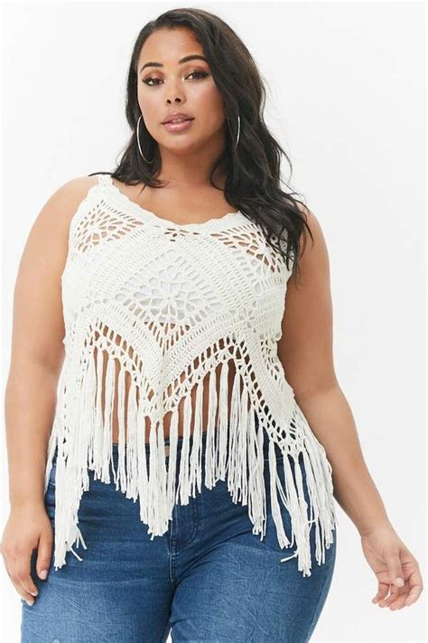Shop For Forever 21 Plus Size Sheer Crochet Open Knit Top At Shopstyle