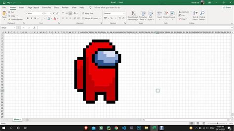 How To Create Among Us Excel Pixel Art Timelapse Youtube