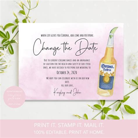 Check spelling or type a new query. TheWildPetrova + Pink Corona Postponed Wedding Announcement Card