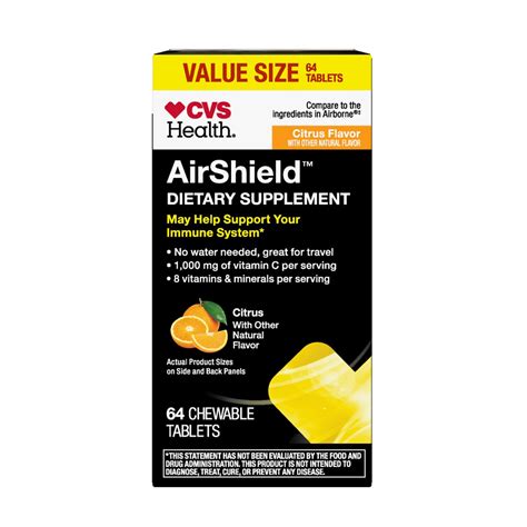 Cvs Health Airshield Citrus Immune Support Chewable Tablets 1000 Mg