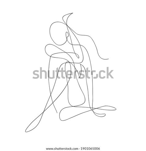 Abstract Woman Body Drawing With Line Female Health Concept Vector