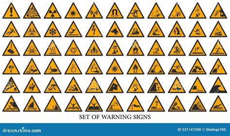 Symbols Warning Signs Construction Collection Of Warning Signs Set Of