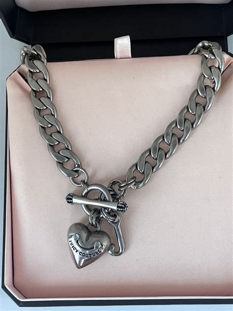 Juicy Couture Heart Banner Silver Starter Necklace 17dzsn1 Etsy