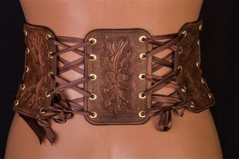 Leather Corset Belt Medieval Underbust Corset Wide Belt Brown Etsy