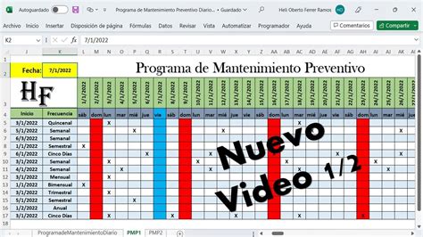 Elaboraci N De Plantilla Para Programas De Mantenimientos Preventivos Diario Video