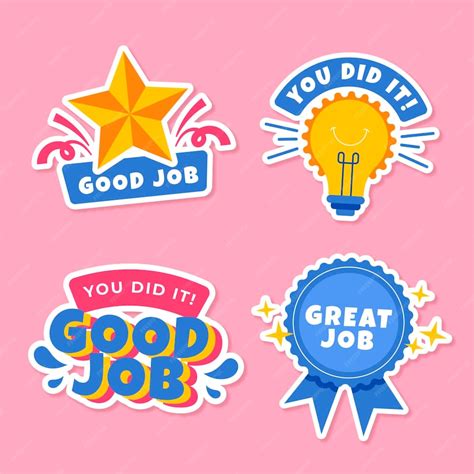 Free Vector Flat Good Job Stickers Set