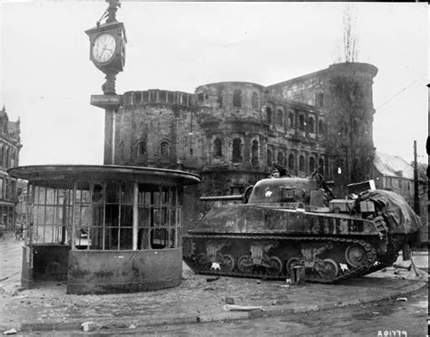 A Sherman Tank From The 10th Armored Division Moves Through Trier Near