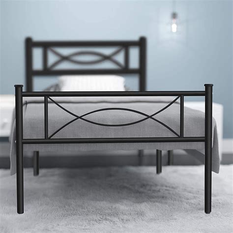 Platform Steel Bed Frame Twin Size Bed Mattress Foundation Support With