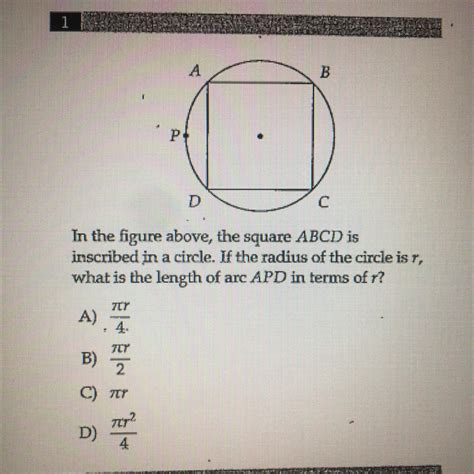 In The Figure Above The Square Abcd Is Inscribed In A Circle If The
