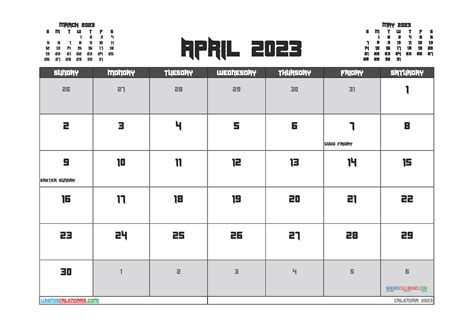 Free April 2023 Printable Calendar Pdf 3 Month Template
