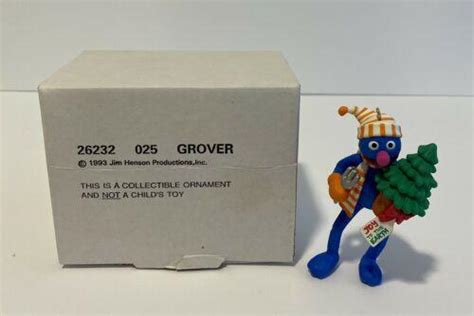 1993 Sesame Street Christmas Ornament Grover Jim Henson Grolier In Box