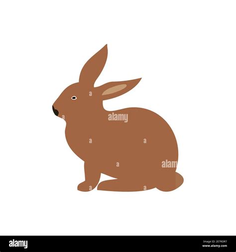 Brown Rabbit Vector Illustration On White Backdrop Stock Vector Image