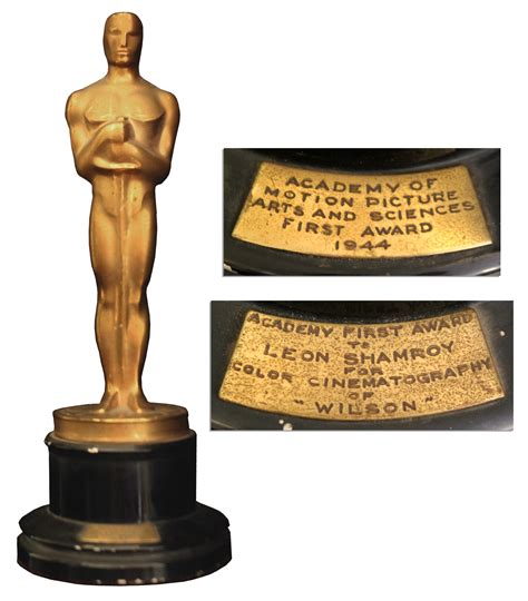 Lot Detail Oscar Statue Awarded To Leon Shamroy For Color