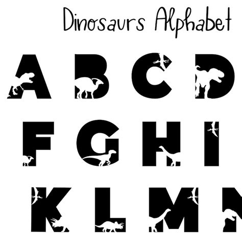 Dinosaur Alphabet Poster Black Abc Study Room Decor Instant Etsy