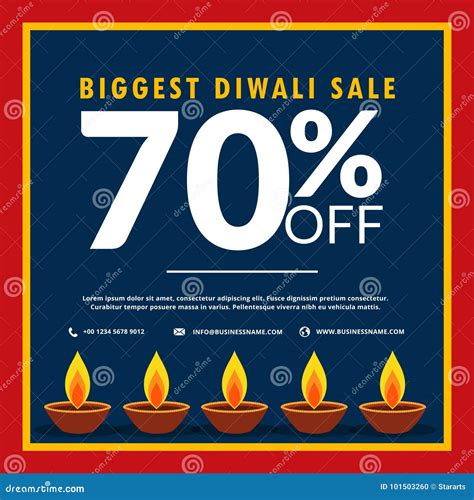 Biggest Diwali Sale Of Discount And Offers With Diya Stock Vector