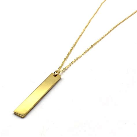 Rectangle Pendant Necklace Men Trendy Stainless Steel Necklace Jewelry