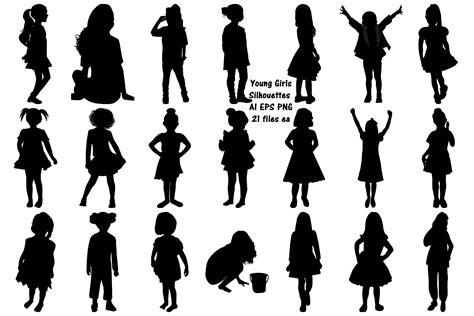 Young Girls Silhouettes Ai Eps Png By Me And Ameliè Thehungryjpeg