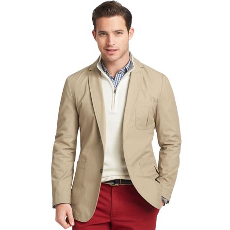 Lyst Izod Jacket Twobutton Cotton Twill Blazer In Brown For Men