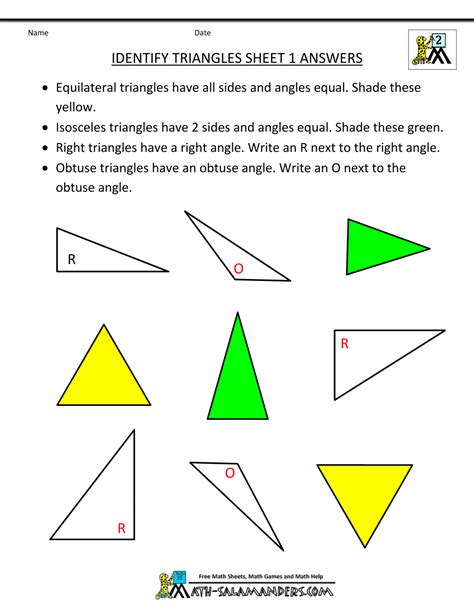 Isosceles Triangle Worksheet Answers
