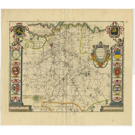 Antique Map Of The Province Of Noord Brabant By Blaeu C1640