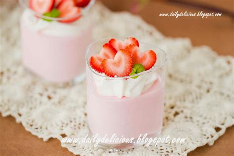 Dailydelicious Strawberry Milk Pudding Easy Lovely Pudding