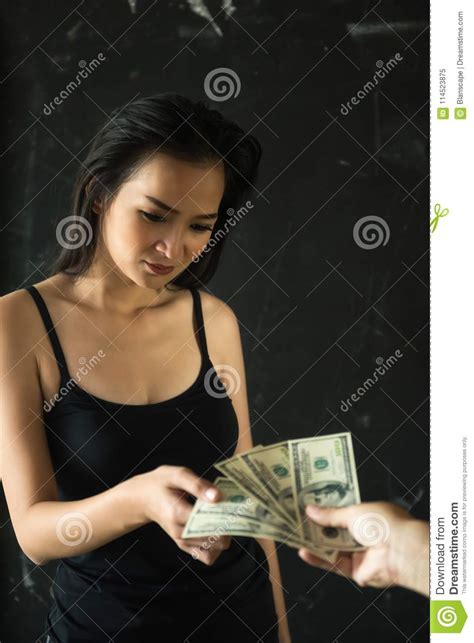 Prostitute Taking Dollar Bills Pay For Sex Stock Image Image Of