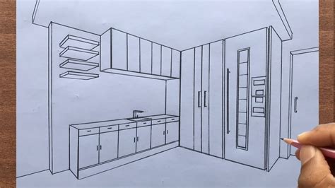 How To Draw A Kitchen In 2 Point Perspective Step By Step Youtube