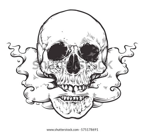 Smoking Skull Arttattoo Style Vector Illustration Stock Vector Royalty