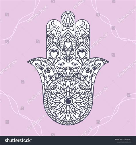 Fatima Hand Coloring Page Khamsa Sacred Stock Vector Royalty Free