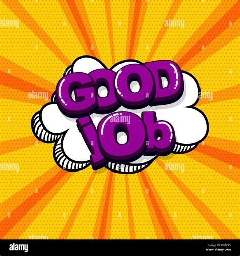 Good Job Work Comic Text Sound Effects Pop Art Style Vector Speech