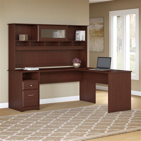 Bush Furniture Cabot 72w L Shaped Computer Desk With Hutch And Drawers