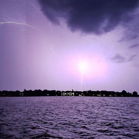 Lightning Strike During A Summer Storm Over Lake Ontario As Captured By