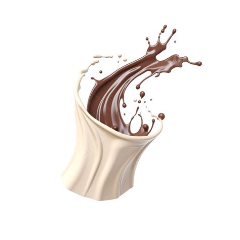 milk and chocolate isolated splashes wave 3d render illustration chocolate milk splash png