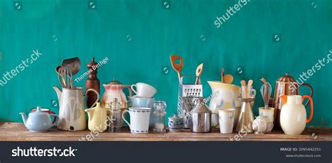 Various Vintage Kitchen Utensils Beautiful Old Stock Photo 2095442251