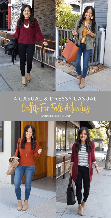 Four Outfits For All Your Fall Activities Casual And Dressy Casual Fall Outfits Putting Me