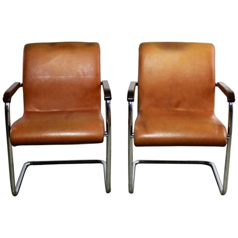 Explore 2 listings for mid century leather chair at best prices. Cantilevered Chrome Cognac Leather Chairs Mid-Century ...