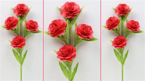 How To Make Beautiful Rose Stick With Color Paper Diy Paper Flower