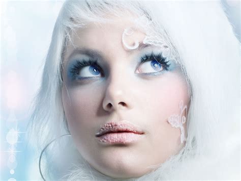 壁纸 面对 白色 模型 幻想艺术 蓝眼睛 蓝色 冰 时尚 头发 鼻子 弹簧 皮肤 颜色 女孩 美丽 感 唇