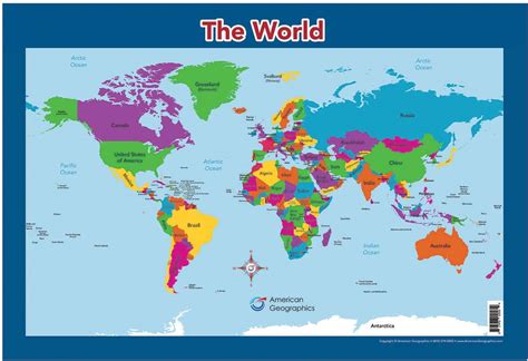 Home Or Classroom Posters Ideal World Map For Kids 18x24 World Map