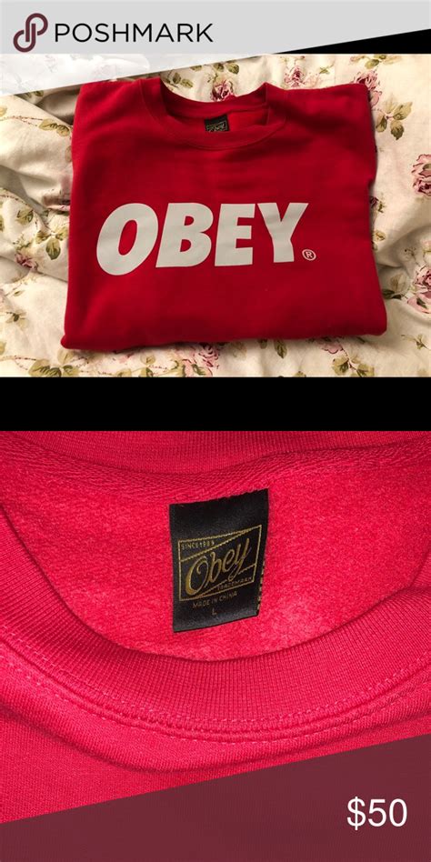 Obey Red Crewneck Sweater Red Crewneck Sweaters Crew Neck Sweater