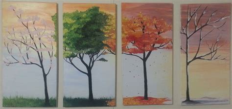 Four Seasons Trees Tree Art Art Painting Painting