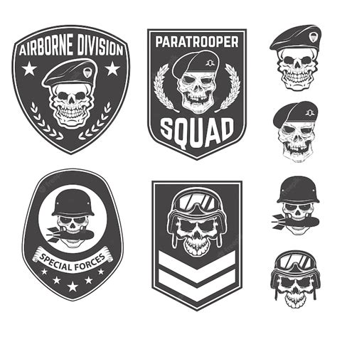 Premium Vector Set Of Military Emblems And Design Elements Skulls