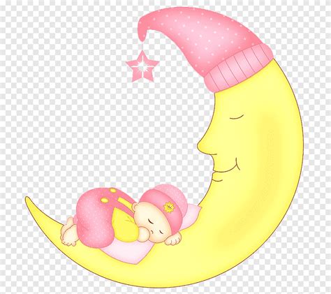 Bebê dormindo na ilustração de lua crescente sono infantil bebê de