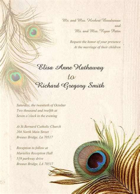 23 Peacock Wedding Invitation Templates Free Sample Example Format