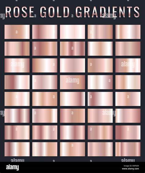Collection Of Rose Gold Metallic Gradient Brilliant Plates With Golden