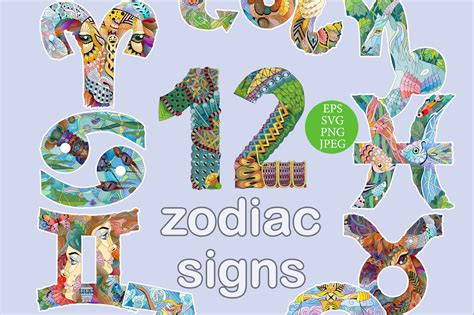 Set Of Beautiful Zodiac Signs By Watercolor Fantasies Thehungryjpeg
