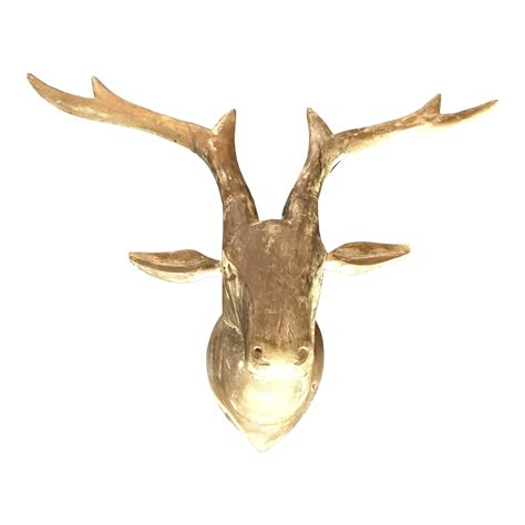Carved Wood Stag Deer Wall Hanging Chairish