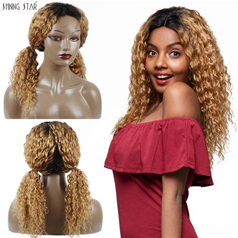 Ombre Honey Blonde Brazilian Water Wave Wigs For Black Women Colored B Lace Front Human Hair